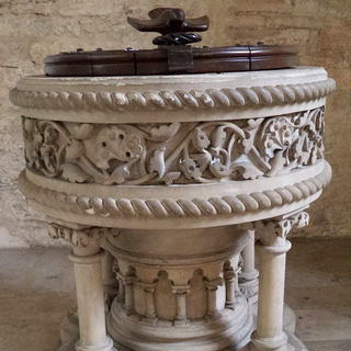 Baptismal font in the Church of Mauritz.